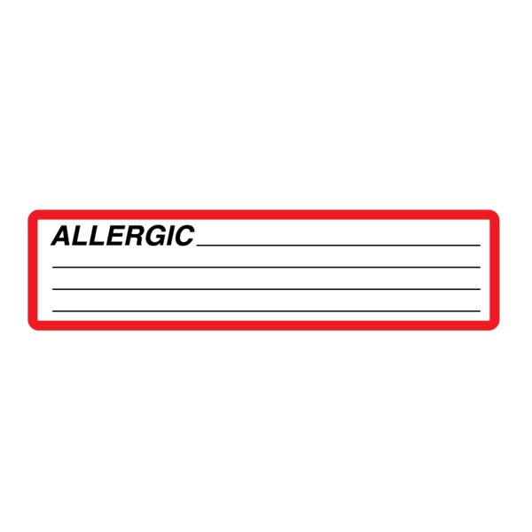 Printed Chart Labels - Allergic 1-3/8" x 5-3/8" White w/Red & Black